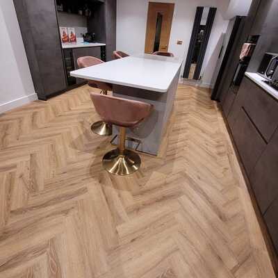Lusso Portofino Herringbone Sunshine Oak SPC Click Vinyl Flooring