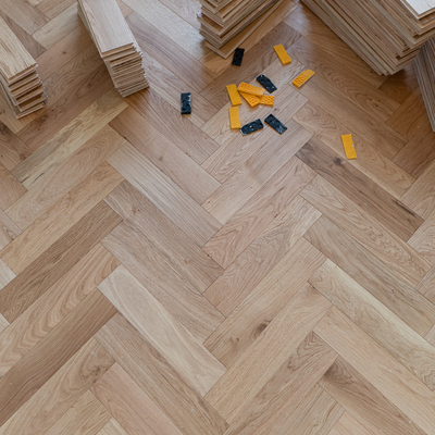 Riviera 18/4 x 90mm Natural Brushed Oak Herringbone Engineered Wood Flooring