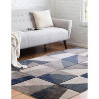 Asiatic Large Carved Triangles Rug Denim Mix