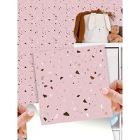 Walplus Rose Pink Metallic Silver Terrazzo Wall Tile Sticker Set - 15Cm (6Inch) - 24Pcs One Pack