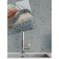 Walplus Marble Terrazzo Metallic Silver Wall Tile Sticker Set - 15Cm (6Inch) - 24Pcs One Pack